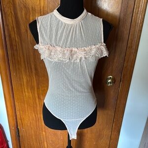 Elegant Lace Trimmed Sleeveless Bodysuit